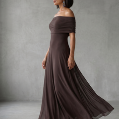 June Off Shoulder Draped Midi Dress
