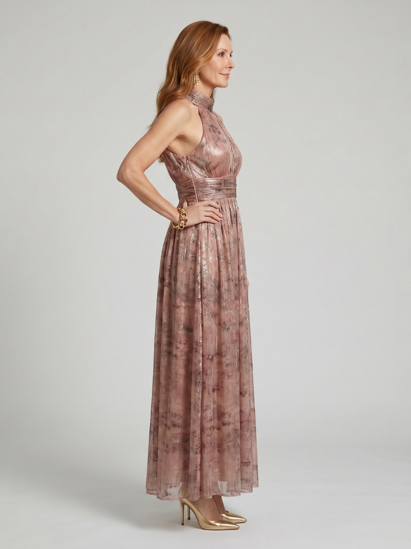 Beatrice Textured Finish Sleeveless Midi Dress