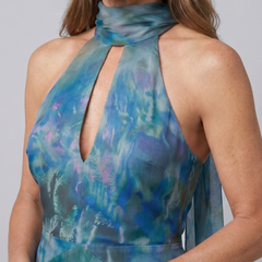 Juniper Keyhole Halter Sleeveless Maxi Dress