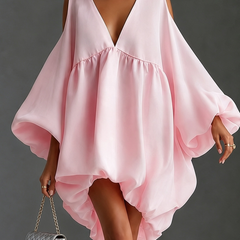 Lynette Cold-Shoulder Balloon-Sleeve Mini Dress