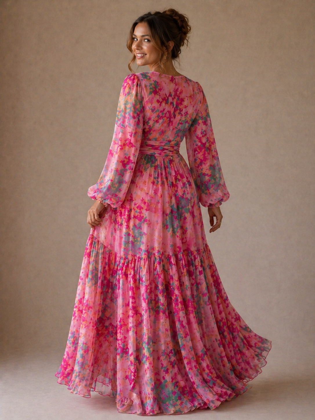 Meli Wrap Dress With Floral Print, Long Sleeve Wrap Dress for Women