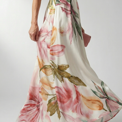 Amiel Light Floral Maxi Dress with Halter Neckline