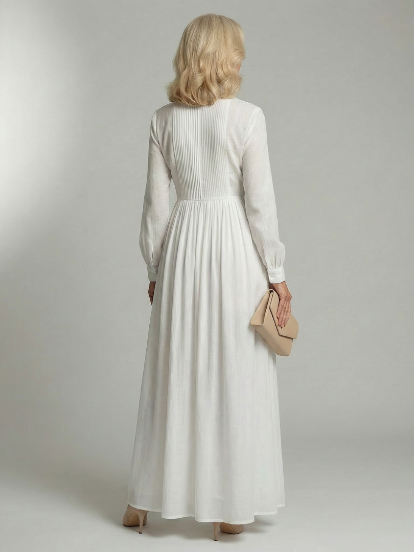 Lioren Soft Flow Maxi Dress with Button Front and Pockets