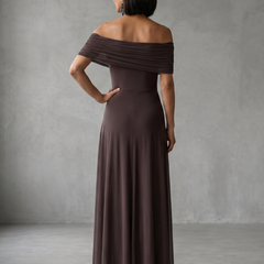 June Off Shoulder Draped Midi Dress