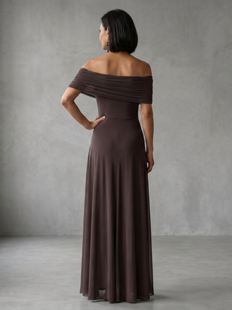 June Off Shoulder Draped Midi Dress