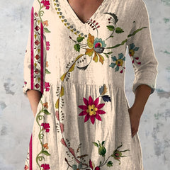 Model wearing the Lottie beige long blouse