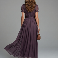 Elia Gathered Waist Keyhole Maxi Dress