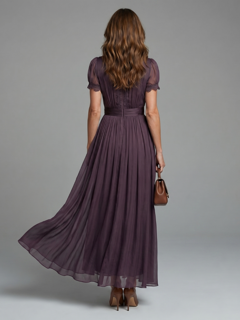 Elia Gathered Waist Keyhole Maxi Dress