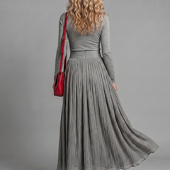 Lana Long Sleeve Turtleneck Defined Waist Midi Dress