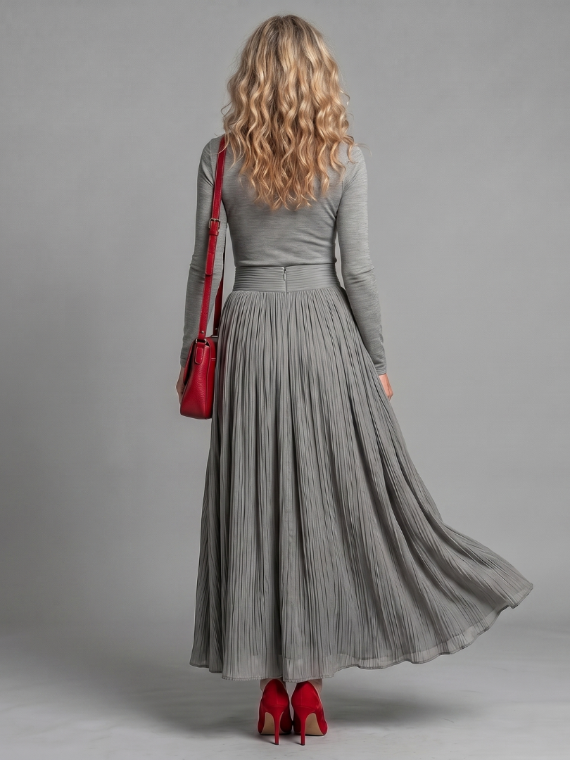 Lana Long Sleeve Turtleneck Defined Waist Midi Dress