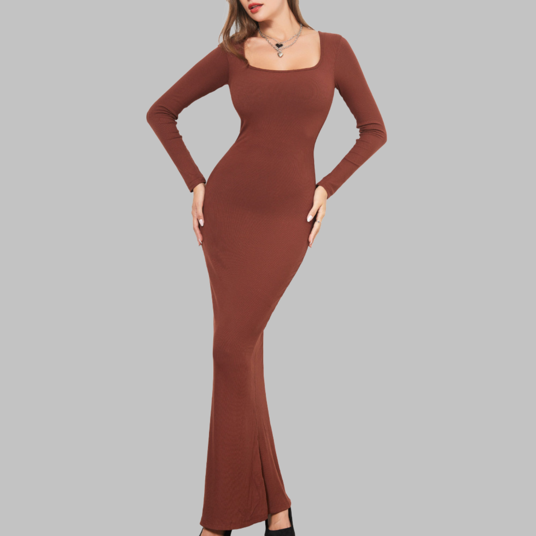 Pito midi dress in brown