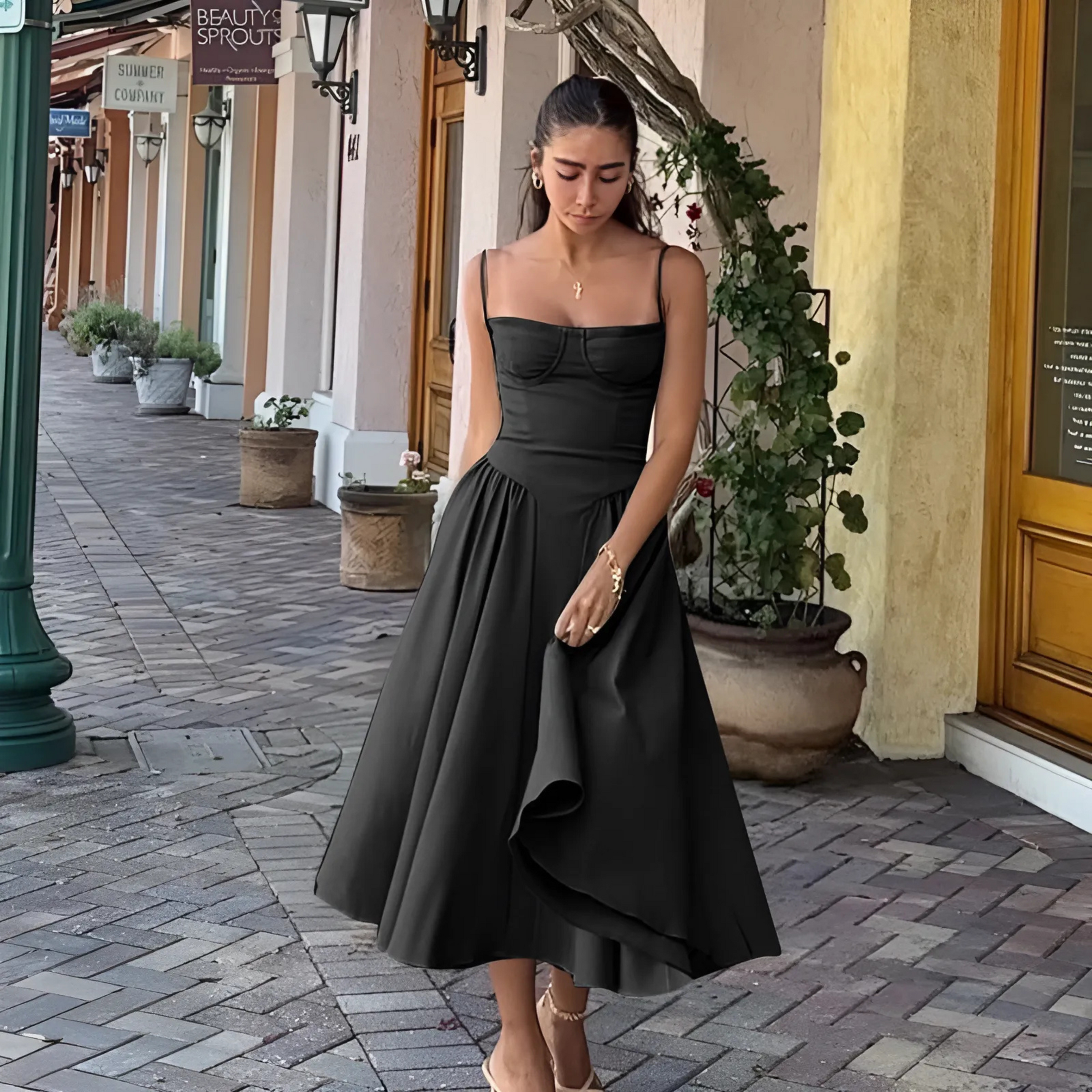 Midi dress in a light colourway