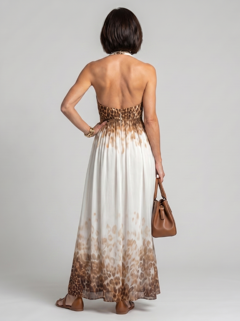Orlune Pleated White Midi Dress with Long Sleeves
