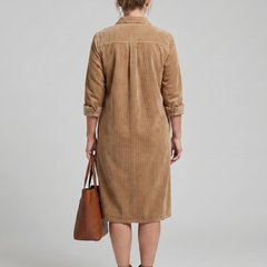Pema Long Sleeve Patch Pockets Midi Dress