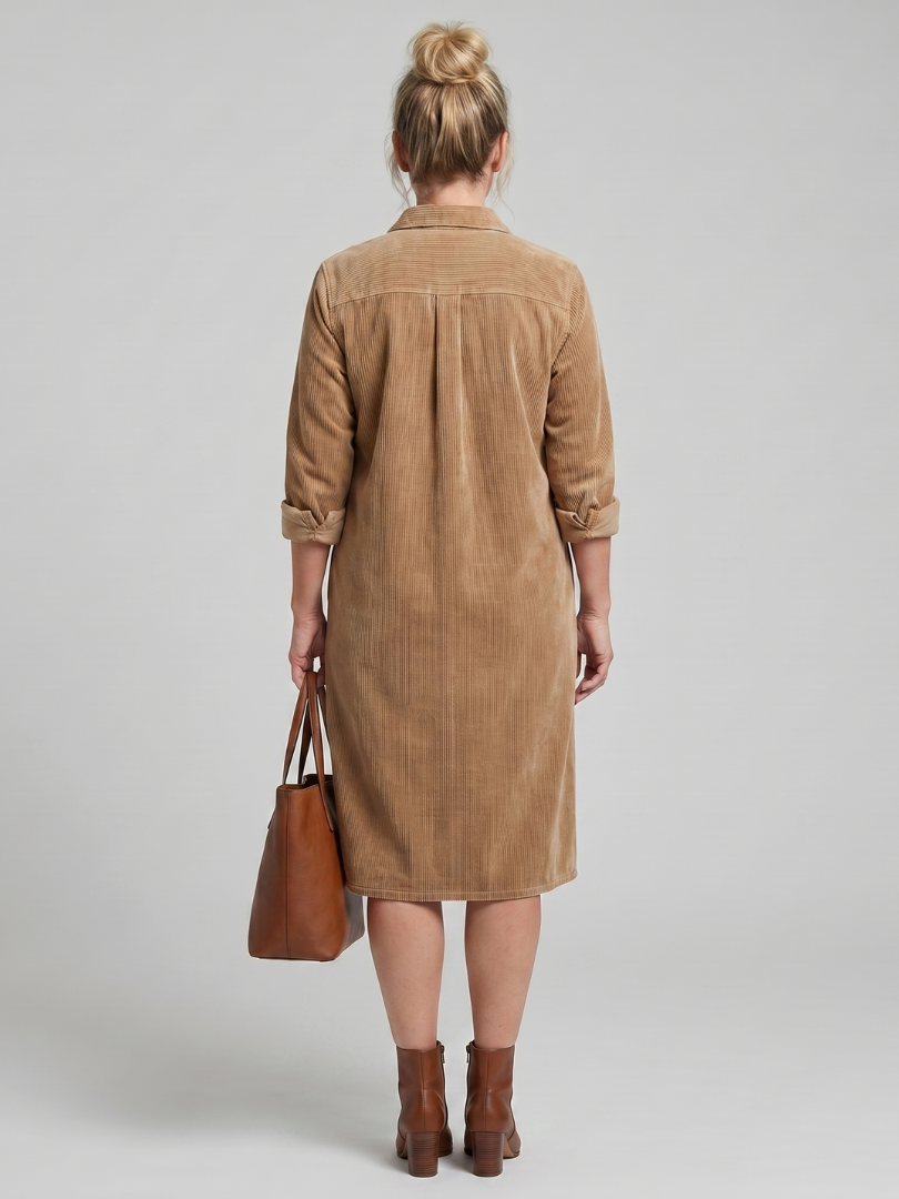 Pema Long Sleeve Patch Pockets Midi Dress
