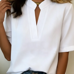 Nadia short sleeve relaxed fit shirt in white