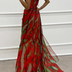Felicity Vibrant Draped Maxi Dress with Side Slit
