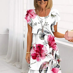 Floral midi dress in purple