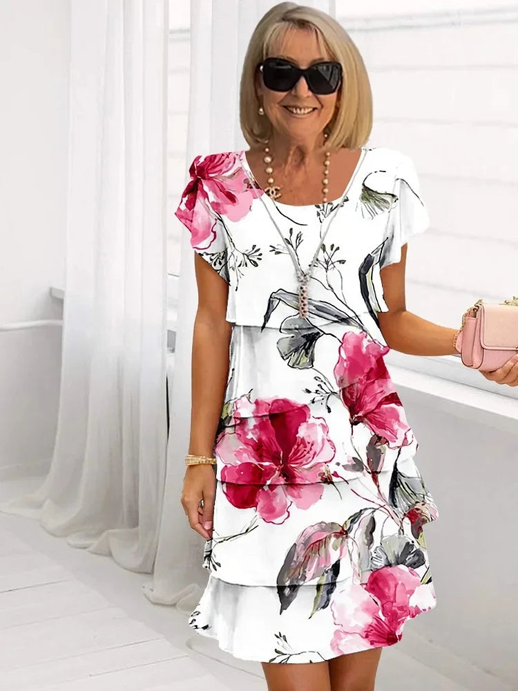 Floral midi dress in purple