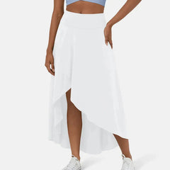 Detail of the high waistband and drape