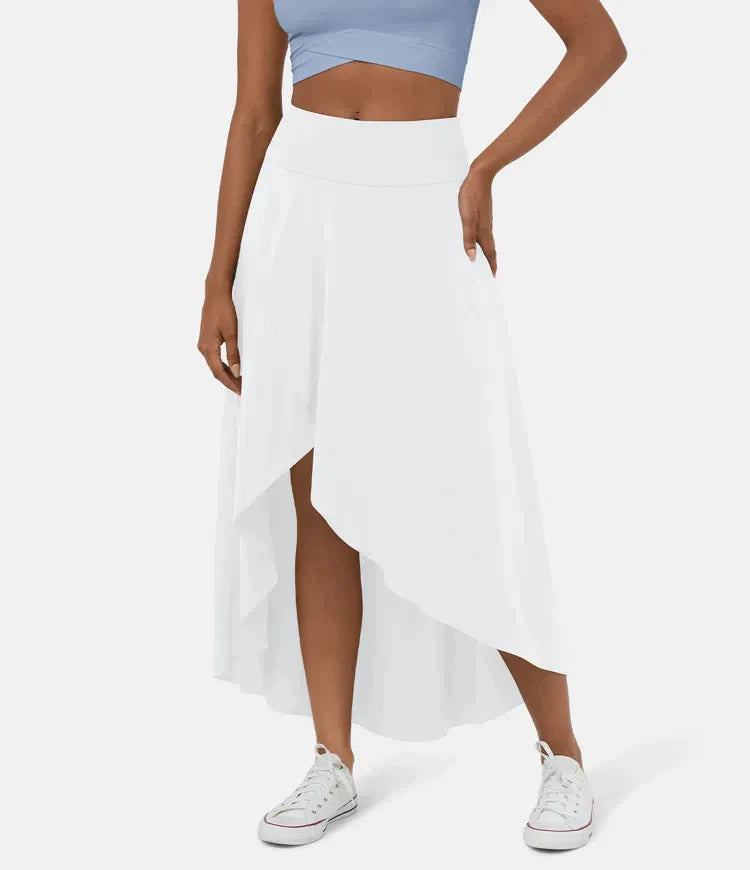 Detail of the high waistband and drape
