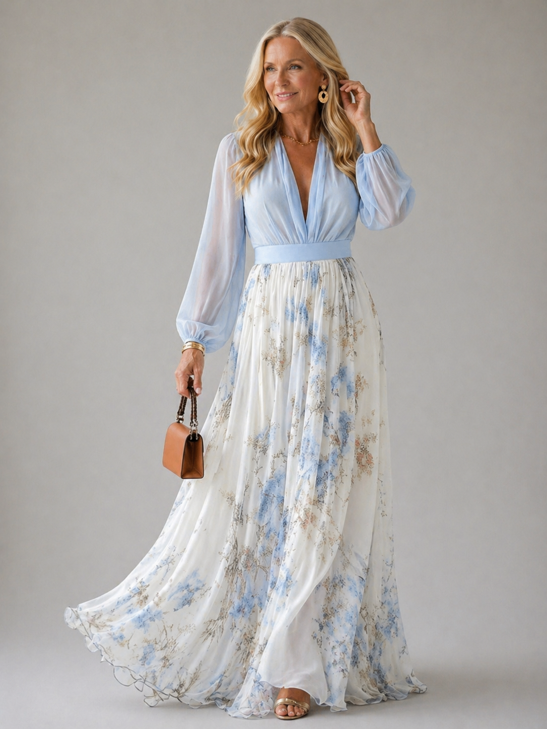 Peniel Maxi Dress in Elegant Floral Print
