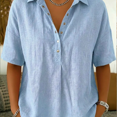 Birdie Short Sleeve Collared Blouse, back view