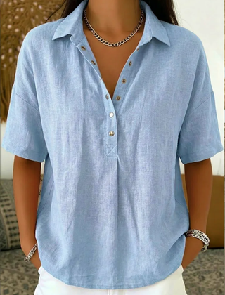 Birdie Short Sleeve Collared Blouse, back view