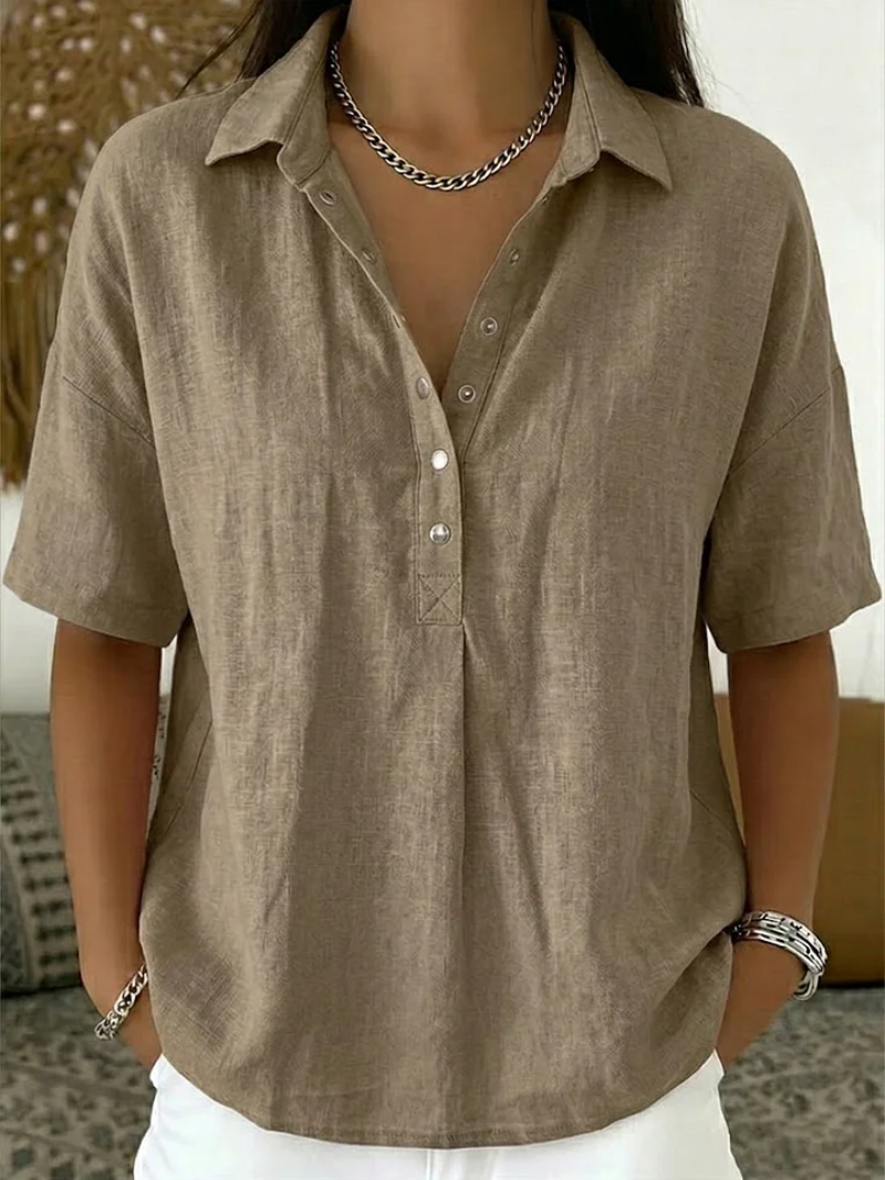 Birdie Short Sleeve Collared Blouse