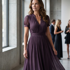 Elia Gathered Waist Keyhole Maxi Dress