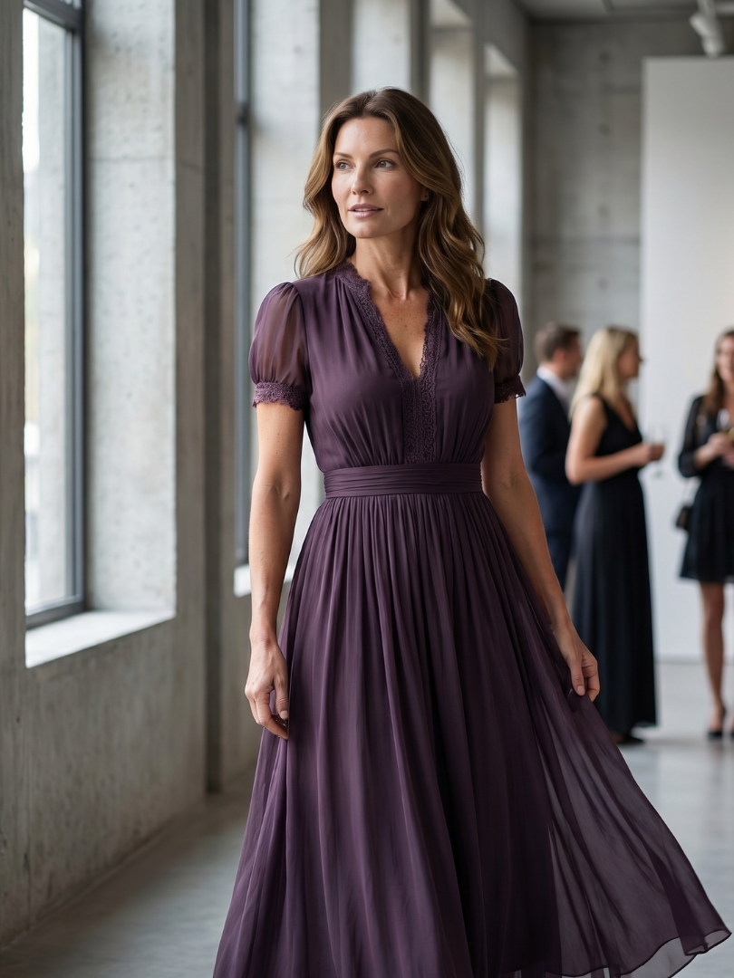 Elia Gathered Waist Keyhole Maxi Dress