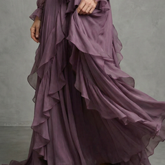 Demetria Tie Neck Ruffle Tiered Maxi Dress