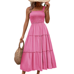 Shirred sundress with ruffle hem detail