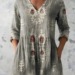 Everly long blouse floral print detail