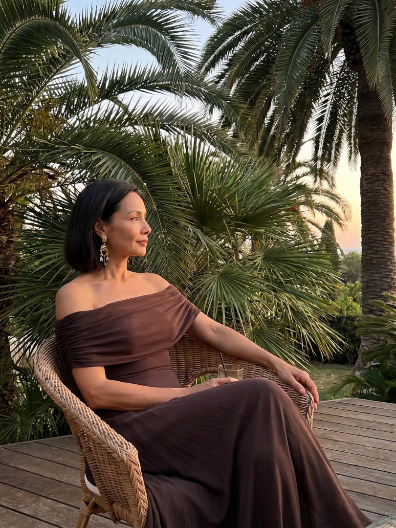 June Off Shoulder Draped Midi Dress