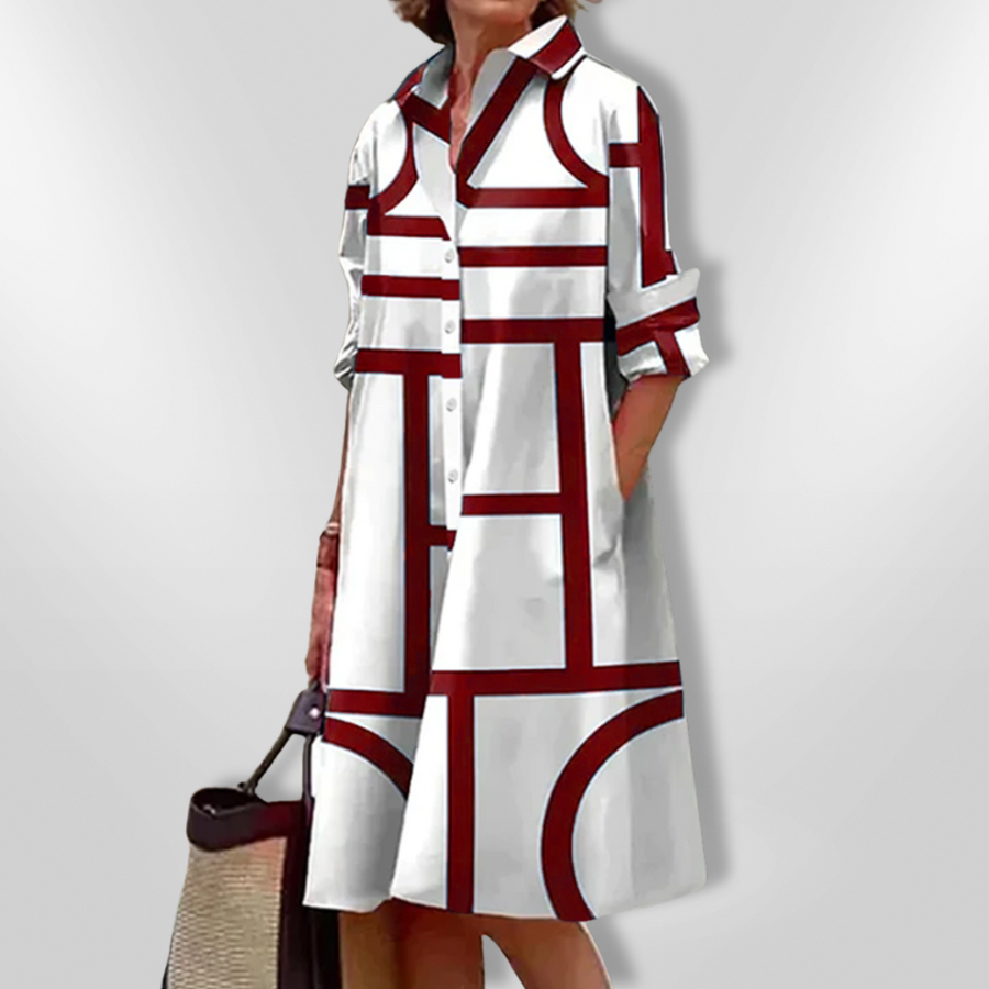 Chezka dress collar and button detail