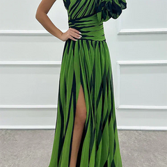 Shiloh Elegant Striped Maxi Dress With One Shoulder