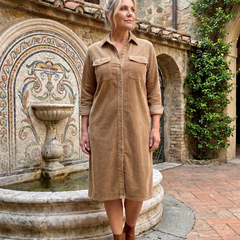 Pema Long Sleeve Patch Pockets Midi Dress