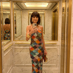 Larkin Fitted Multicolor Scale Pattern Maxi Dress