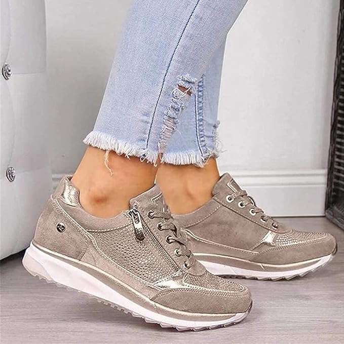 Gabri zip-up orthopedic sneaker in beige