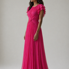 Rory Pleated Evening Dress | Elegant Pleated Formal Occasion Dress