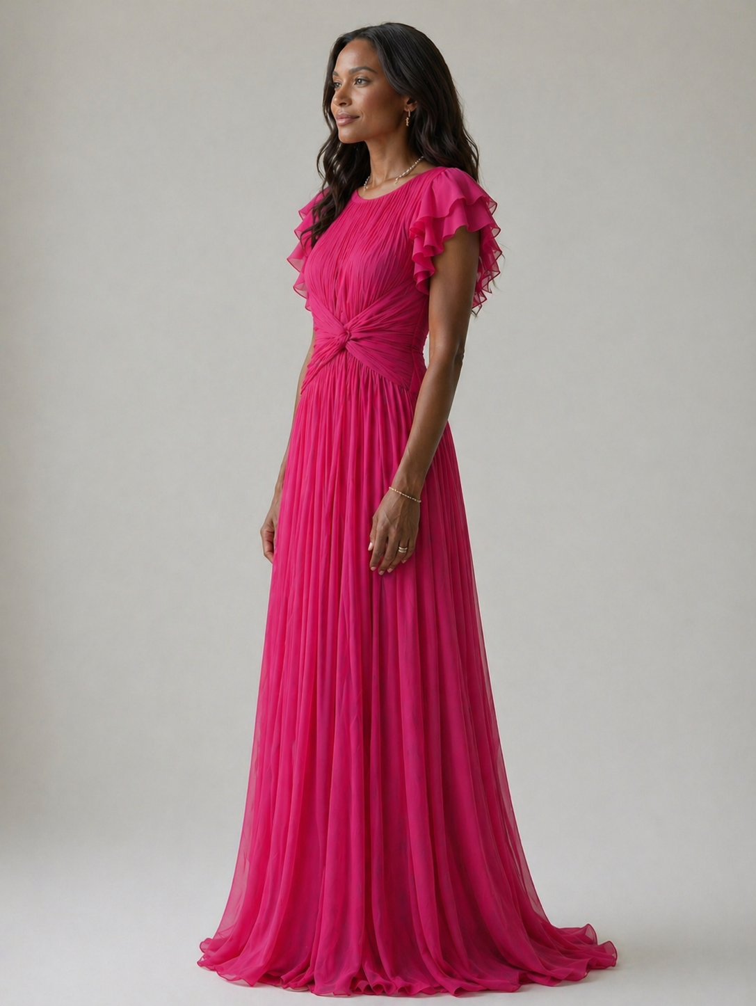 Rory Pleated Evening Dress | Elegant Pleated Formal Occasion Dress