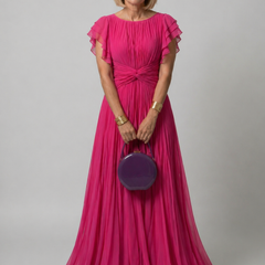 Rory Pleated Evening Dress | Elegant Pleated Formal Occasion Dress