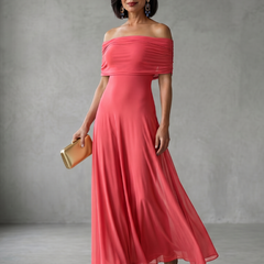 June Off Shoulder Draped Midi Dress