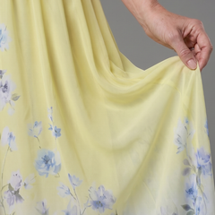 Valentina Sleeveless V Neck Soft Floral Hem Midi Dress