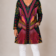 Jayla long blouse in a multicoloured print, front view