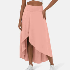 Asymmetric midi skirt shown on model
