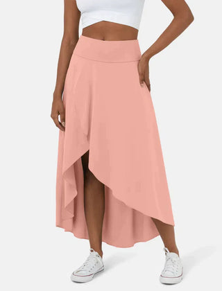 Asymmetric midi skirt shown on model