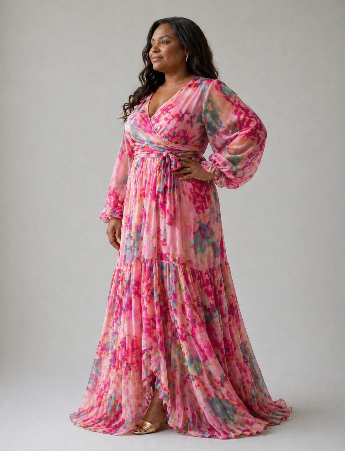 Meli Wrap Dress With Floral Print, Long Sleeve Wrap Dress for Women