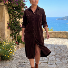 Pema Long Sleeve Patch Pockets Midi Dress